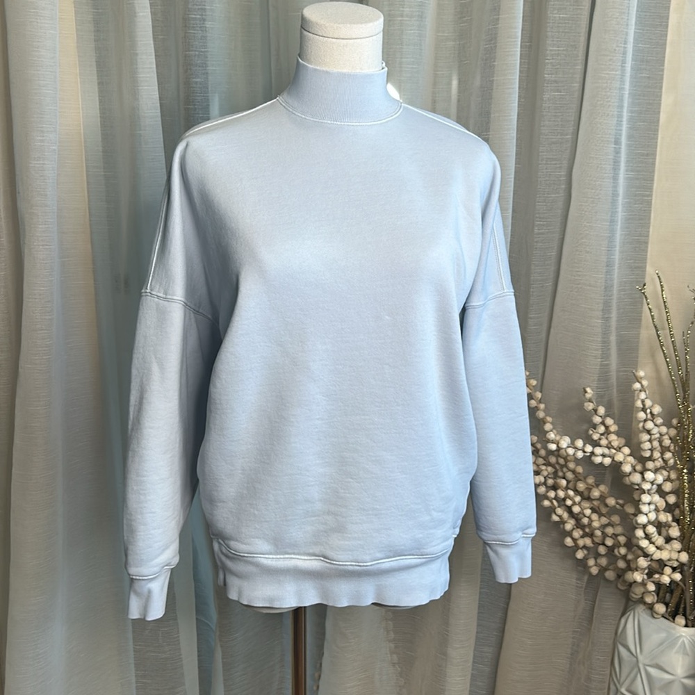 TNA Baby Blue Moc Neck Sweatfleece Cozy Fleece Mega Fit Sz 1 (xs/s)